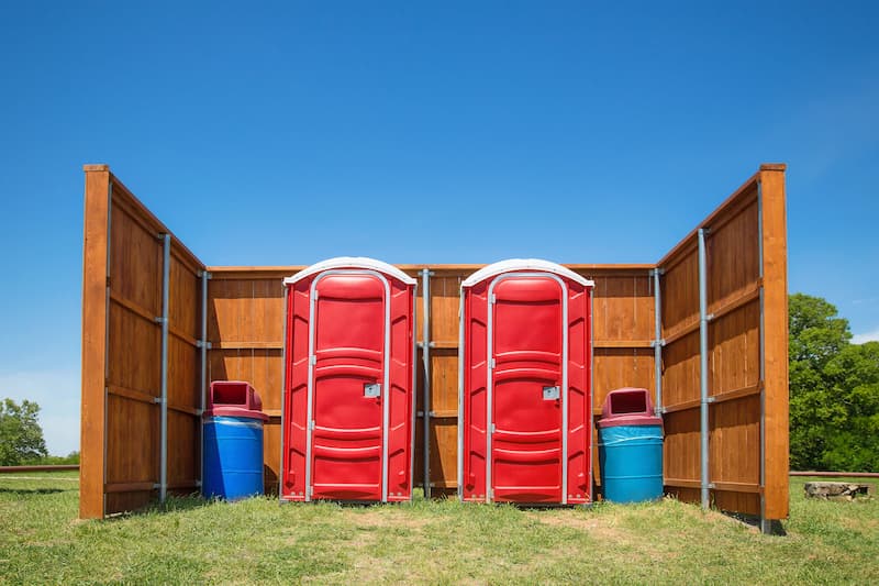 Short-term porta potty units staged for delivery in Corning, California